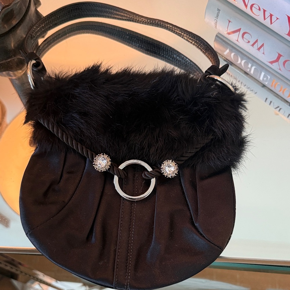 Coach Elegant Black Fur-Trimmed Women's Bag